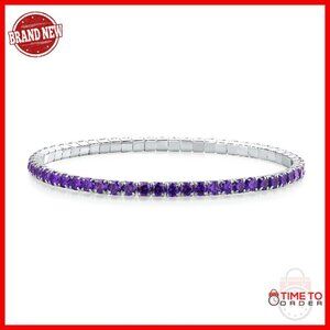 Sterling Silver Adjustable Tennis Bracelet with Gemstones, 7.25-8 Inch